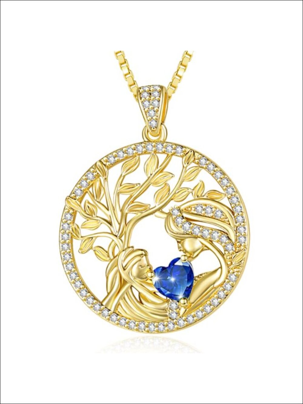 Tree of Life Necklace for Women Gold, 14K Gold Filled Heart Tanzanite